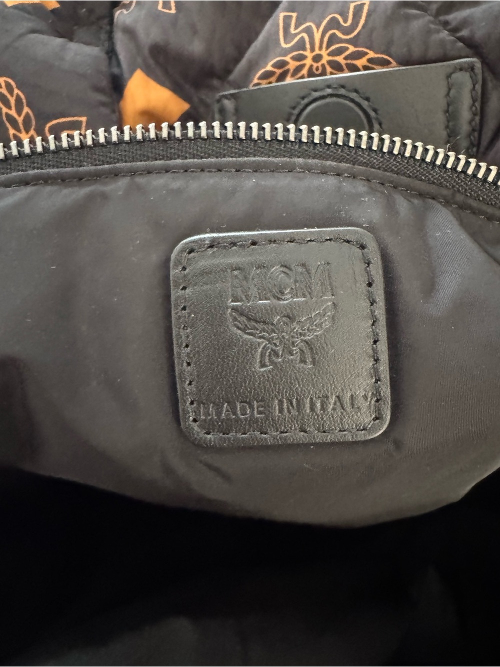 MCM Black & Cognac Logo Quilted Puffer Tote - Picture 6 of 13